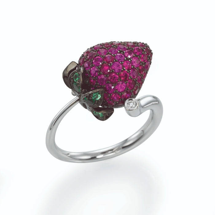 Rubies Ring  Strawberry , Rubies and Tsavorite. LP1346