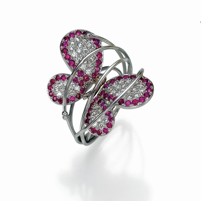 Diamonds Ring. Diamonds and ruby. 18k gold. Papillon ,  LP1452