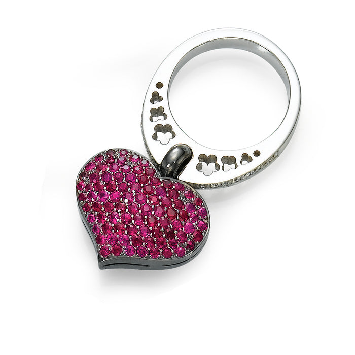 Rubies Ring.18K gold. Diamonds and Rubies. Swinging Hearts, LP 1775