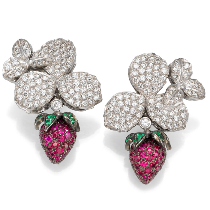 Diamonds Earrings . strawberry of Diamonds and Ruby. Strawberry LP 2317