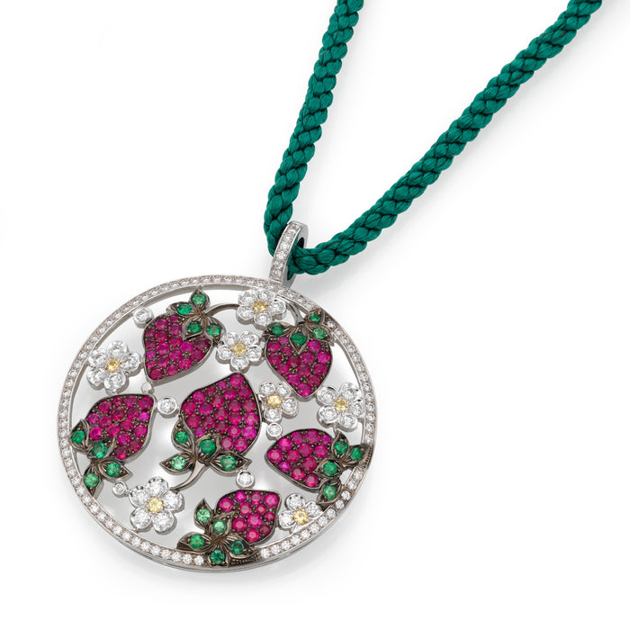 Rubies  Pendant. strawberry Necklace. Diamonds and Ruby. LP 3326