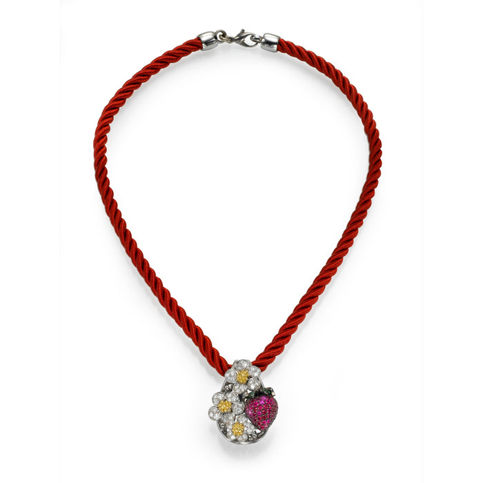 Rubies pendant. strawberry Necklace  Diamonds and Ruby. LP 3788