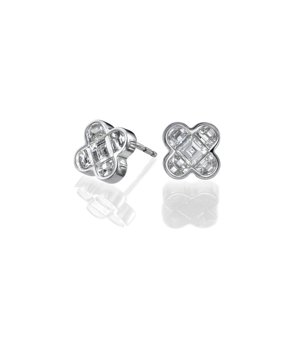 Half moons diamonds Earrings. Diamonds studs.18k gold.  6001W
