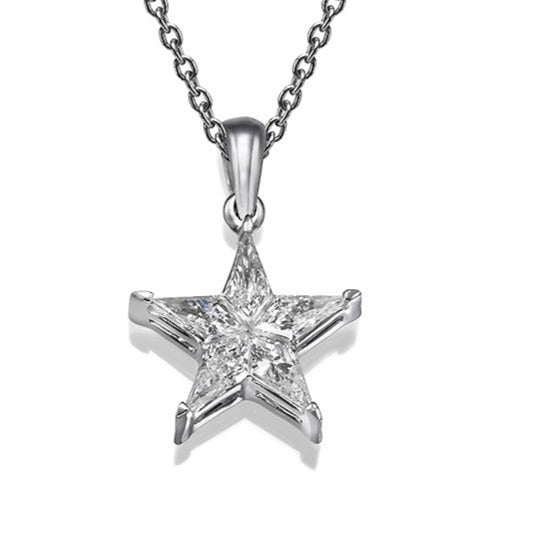 Star shape diamonds Pendant. Invisible setting. 10k gold. 101