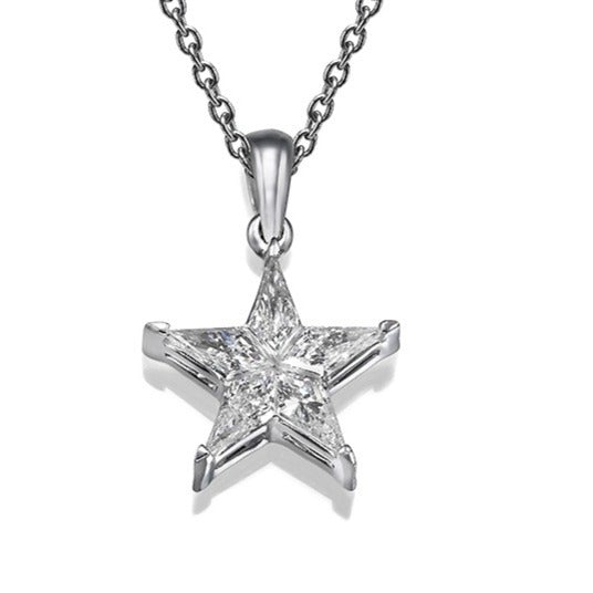 Star shape diamonds Pendant. Invisible setting. 10k gold. 101W