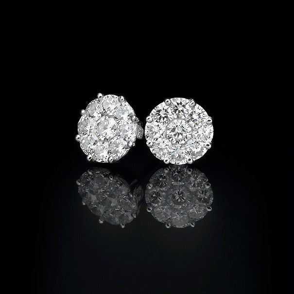 Round Diamonds Earrings. Diamond Studs. 18k gold.  Octiliant  6576w