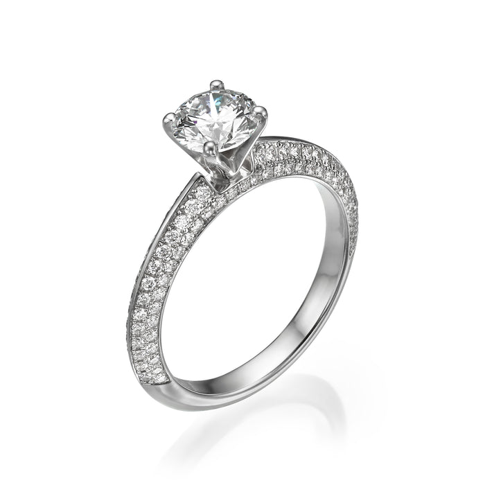 GRACE Engement Ring, LAB Round Diamond and brilliants Diamonds. 14K  gold. 9066ECO