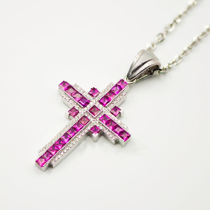 Jerusalem cross with Nano New Testament chip set with diamonds and gemstones . 18k gold. 8-1-287