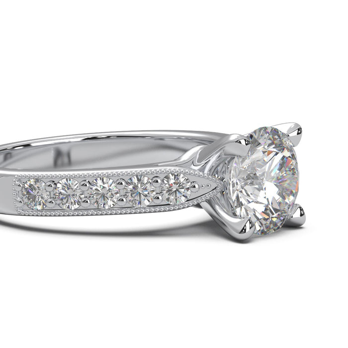 Solitaire  Ring 1 carat Rond Diamond. 18k Gold . 9058