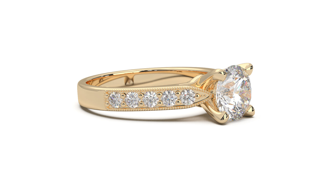 Solitaire Ring  0.50ct Round Diamond and brilliants Diamonds. 18K white gold. 9058
