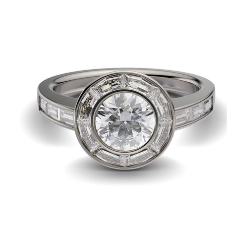 Baguettes Diamonds Halo Ring